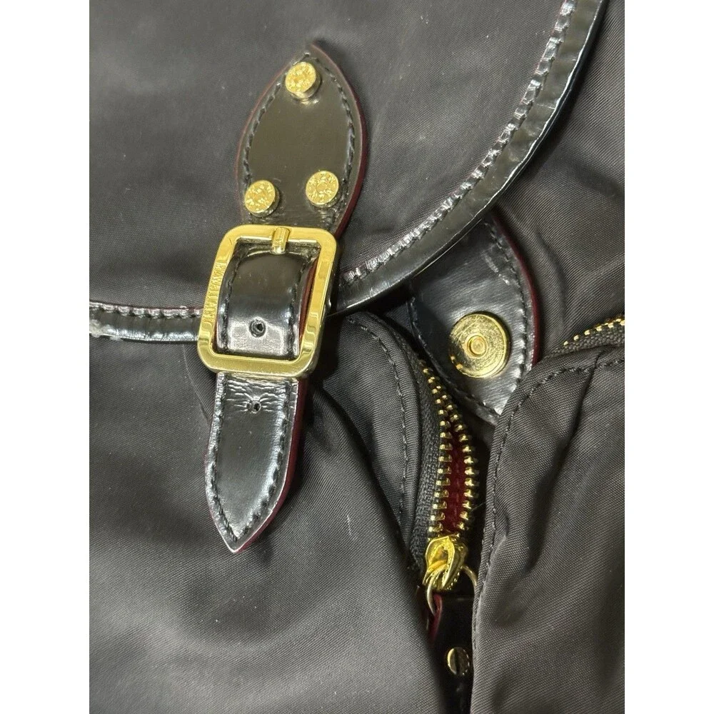 MZ Wallace Marlena backpack - Black nylon and leather, red interior and accents